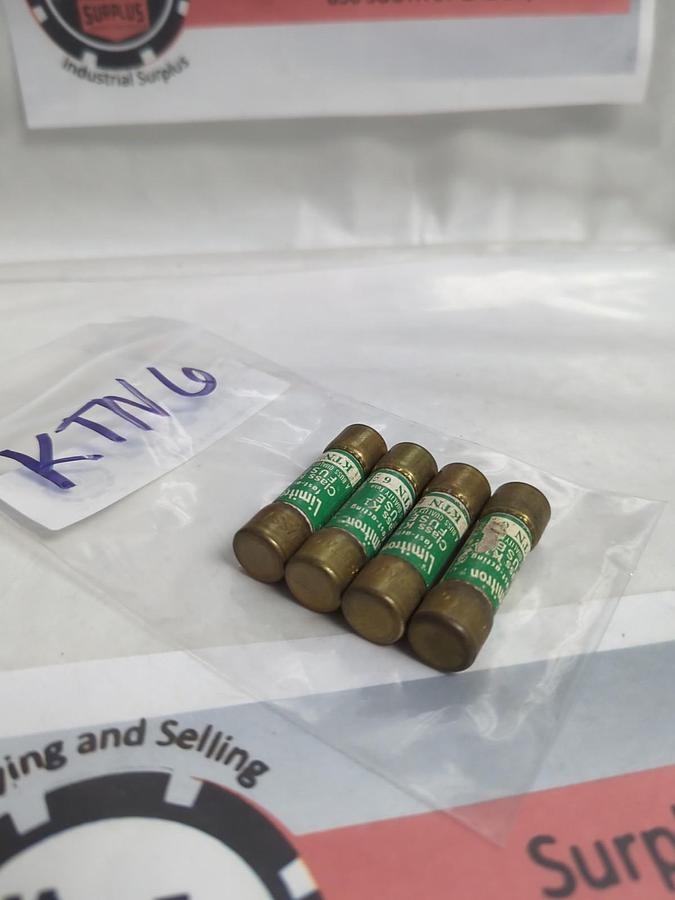 Used COOPER BUSSMANN,KTN-6,LIMITRON 6 AMP FUSE LOT OF 4 PRE-OWNED