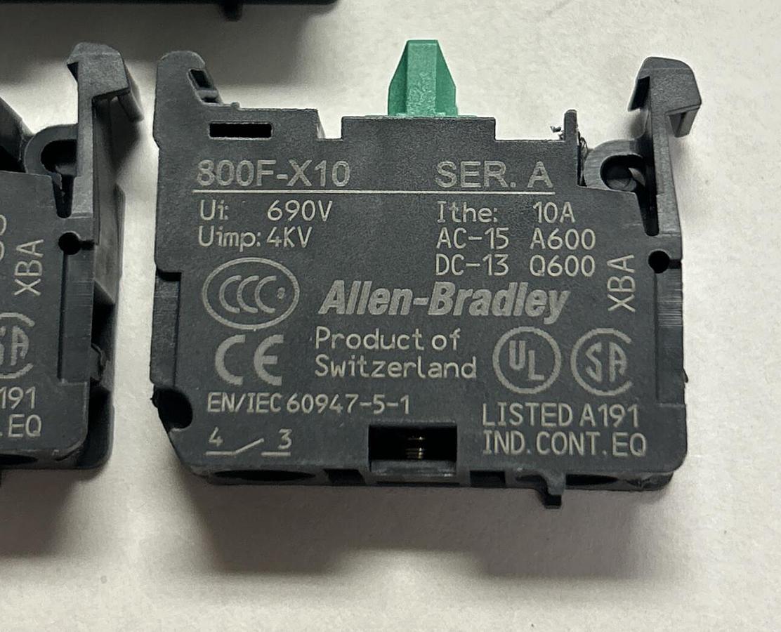 ALLEN BRADLEY,800F-X10,SER A CONTACT BLOCK LOT OF 5 NOS