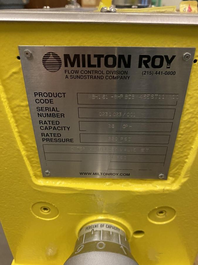 MILTON ROY,MBH161-8HPBCB-4SEST11NN11,METERING PUMP 26GPH 220PSI