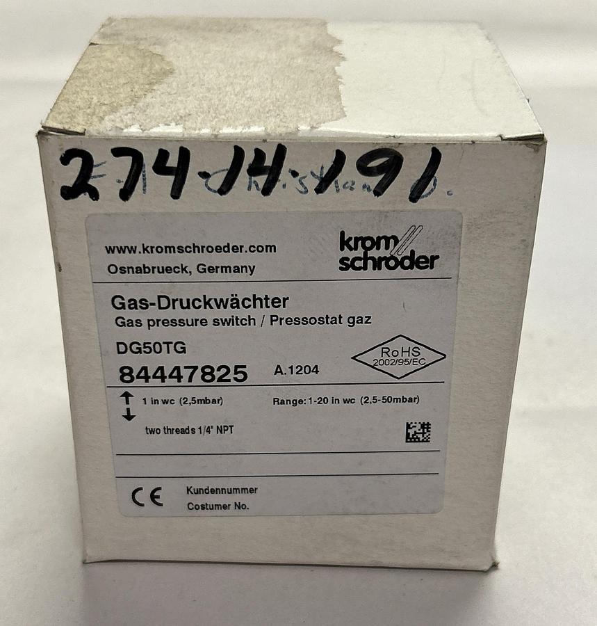 Used KROM SCHRODER,DG50TG 84447825,GAS PRESSURE SWITCH NEW