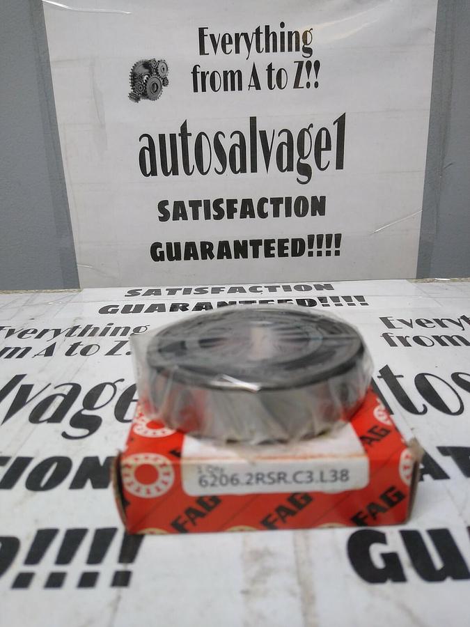 Used Fag,6206-2RSR-C3-L38,Deep Groove Ball Bearing Double Sealed NOS