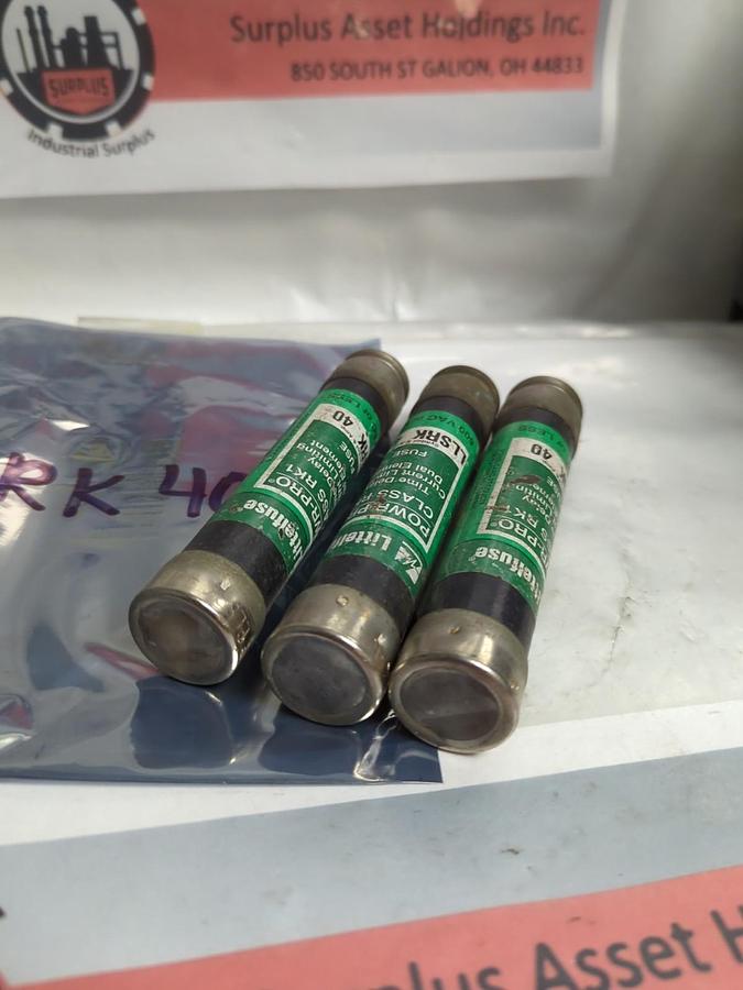 Used LITTELFUSE,LLSRK40,POWR-GARD FUSE 40 AMP LOT OF 3 PRE-OWNED