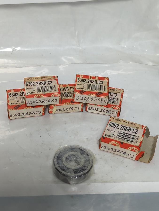 FAG,6302 2RSR C3,DEEP GROOVE BALL BEARING LOT OF 6 NOS