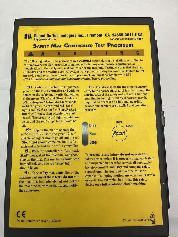 Used STI,43815-001,MC4-0013 SAFETY MAT CONTROLLER
