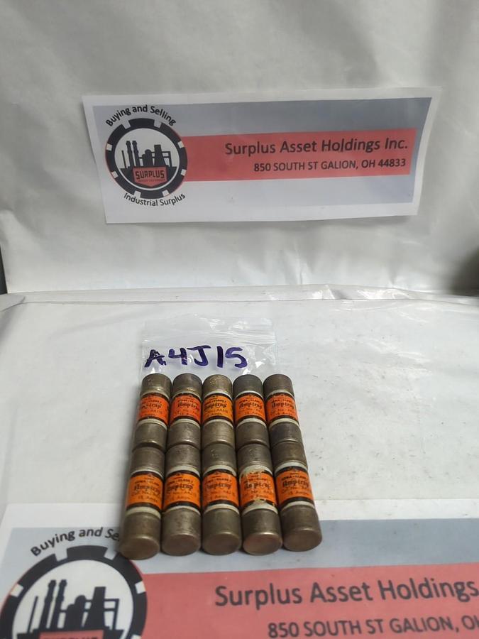Used GOULD SHAWMUT,A4J15,AMP-TRAP 15 AMP FUSE LOT OF 10 PRE-OWNED
