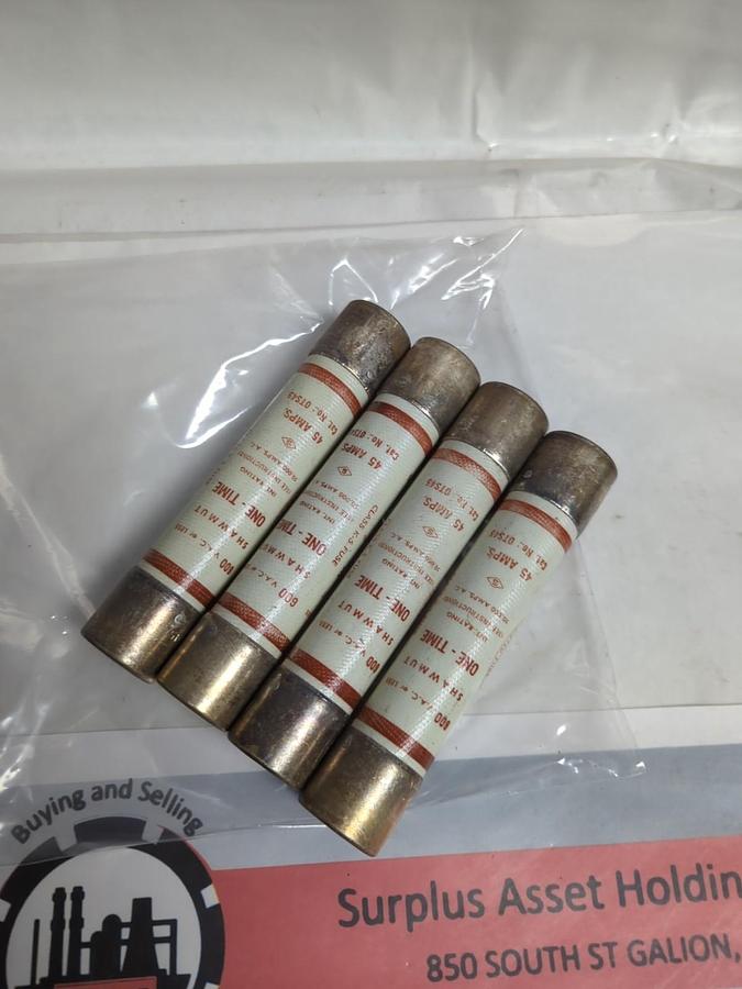 Used GOULD SHAWMUT,OTS45,ONE-TIME 45 AMP FUSE LOT OF 4 PRE-OWNED