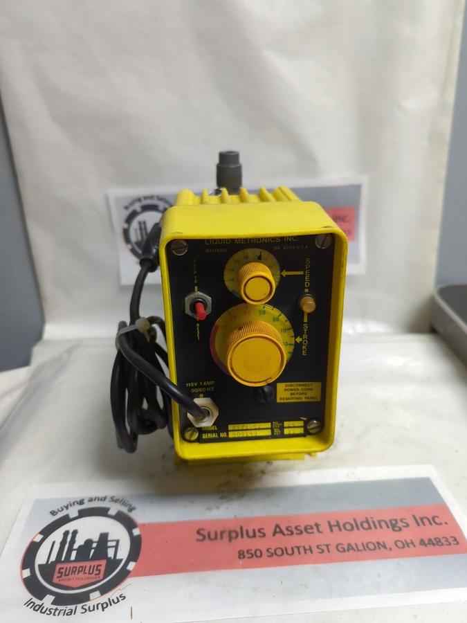 Used LIQUID METRONICS,A111-92,CHEMICAL METERING PUMP PRE-OWNED