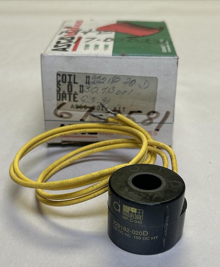 ASCO,222182-020-D,SOLENOID VALVE COIL 120V NOS