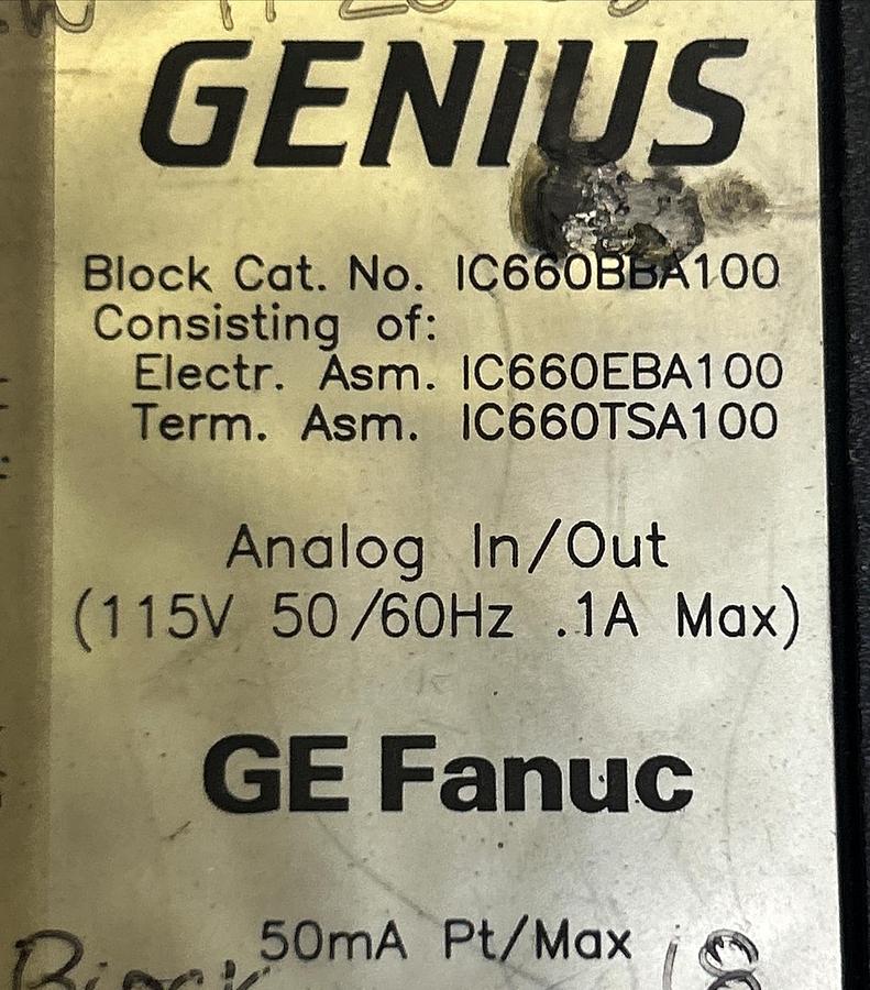 Used GE FANUC,IC660BBA100,GENIUS BLOCK ANALOG I/O MODULE