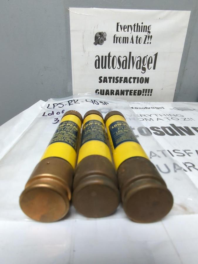 COOPER BUSSMANN,LPS-RK-40SP,LOW PEAK 40 AMP FUSES LOT OF 3 NOS