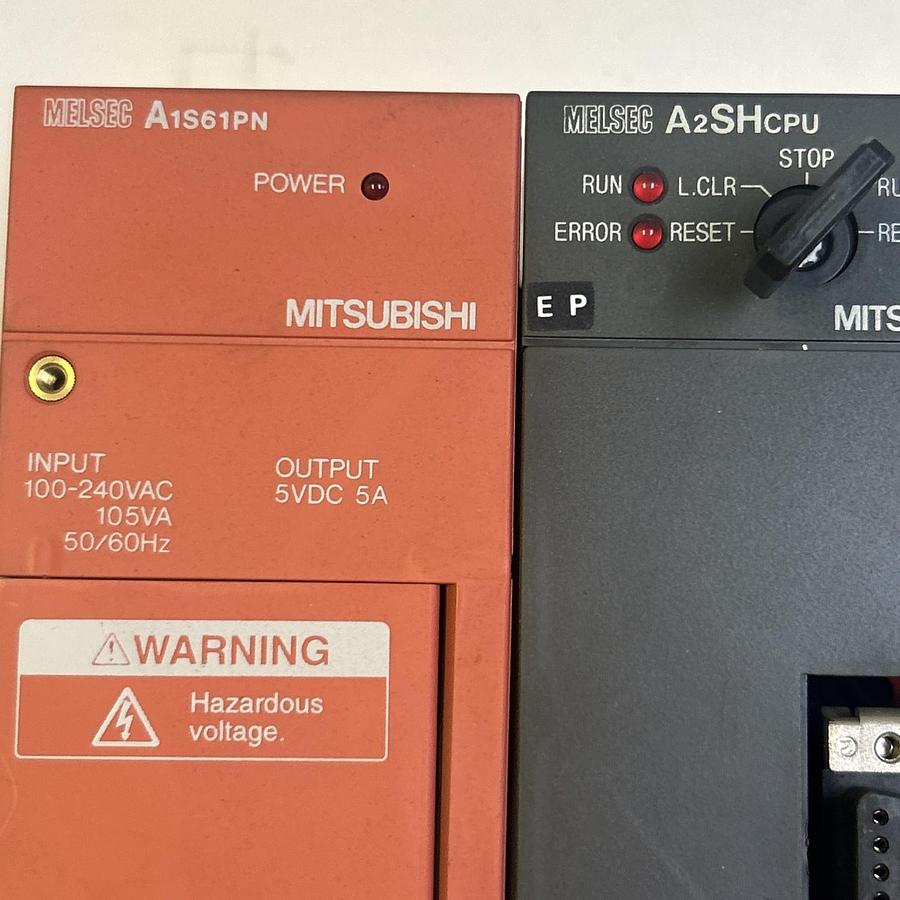 Used MITSUBISHI,A1S61PN,RACK ASSEMBLY W/ A2SHCPU A1SX42 A1SY42