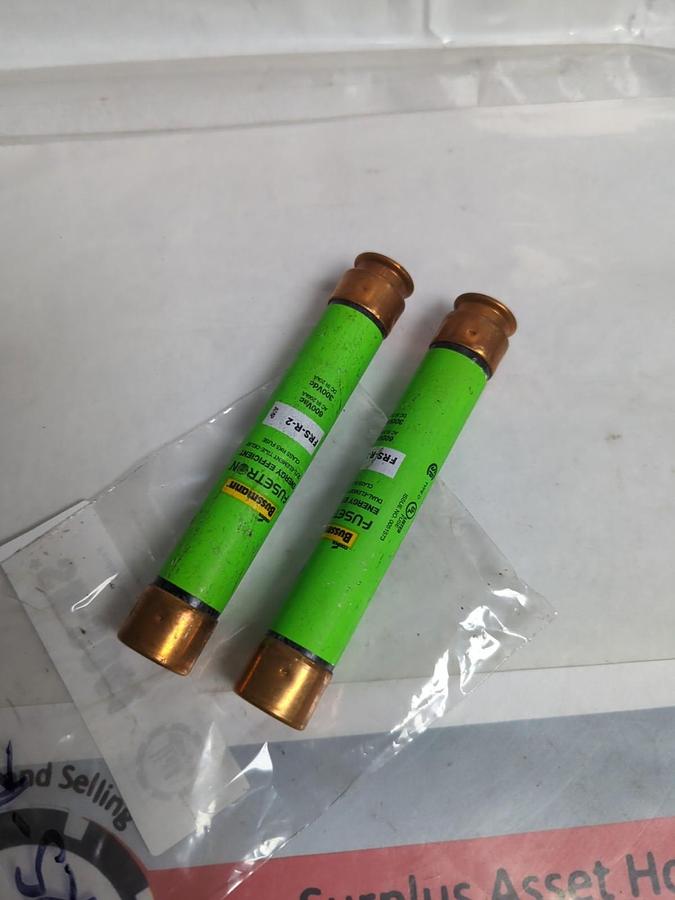 Used COOPER BUSSMANN,FRS-R-2,FUSETRON 2 AMP FUSE LOT OF 2 PRE-OWNED