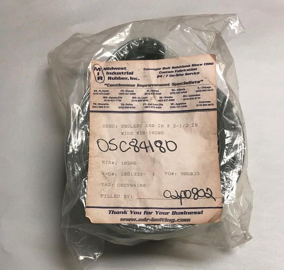 Used MIR,180 IN X 2-1/2 IN, Conveyor Belt