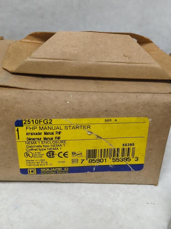 SQUARE D,2510FG2,FHP MANUAL MOTOR STARTER NEMA 1 ENCLOSURE NOS