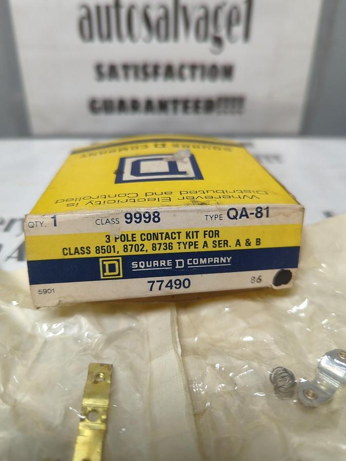 SQUARE D,QA-81,3-POLE CONTACT KIT CLASS 9998 TYPE-A SERIES A&B NEW