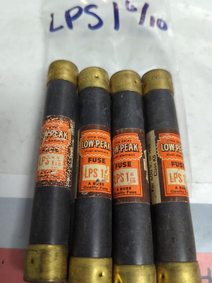 Used COOPER BUSSMANN,LPS-1-6/10,LOW-PEAK 1-6/10 AMP FUSE LOT OF 4 PRE-OWNED