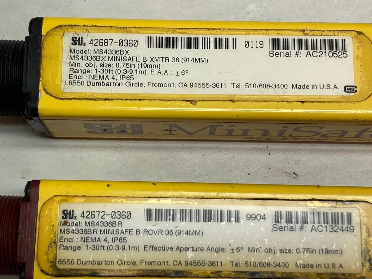 Used STI,MS4336BR Receiver/MS4336BX Emitter, Safety Light Curtain