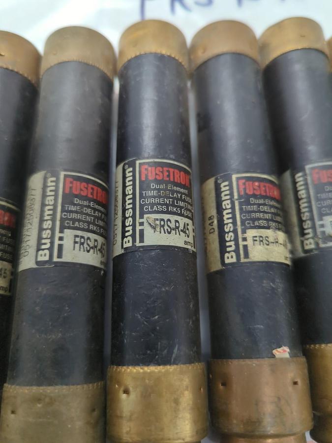 Used COOPER BUSSMANN,FRS-R-45,FUSETRON 45 AMP FUSE LOT OF 10 PRE-OWNED