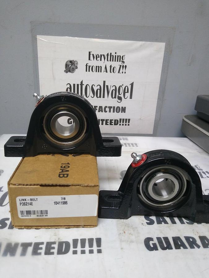 REXNORD LINK-BELT,P3S214E,PILLOW BLOCK BEARING 1-1/8 IN BORE LOT OF 2 NOS