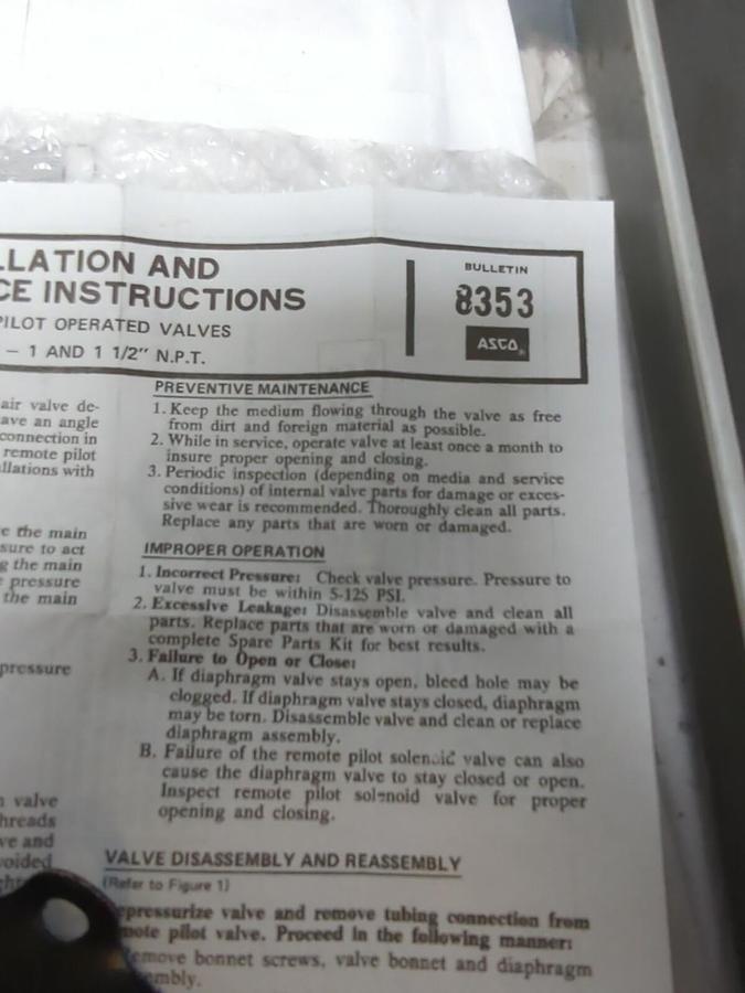 ASCO,226511-V,DIAPHRAM REPLACEMENT SPARE PART KIT NEW