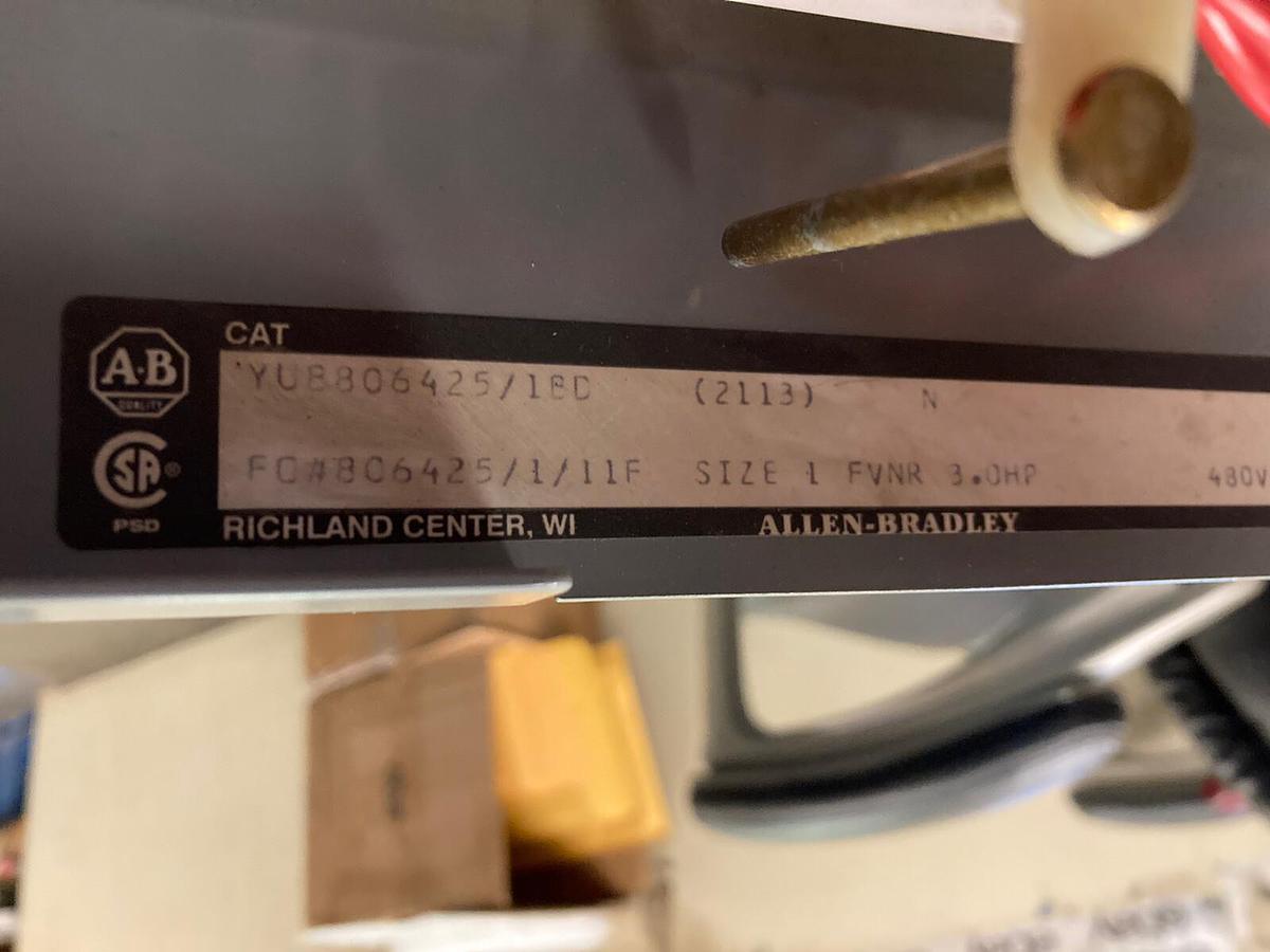 Used Allen-Bradley,2100 2113,Size 1 MCC 12 INCH Starter Feeder Bucket 15 Amp Breaker