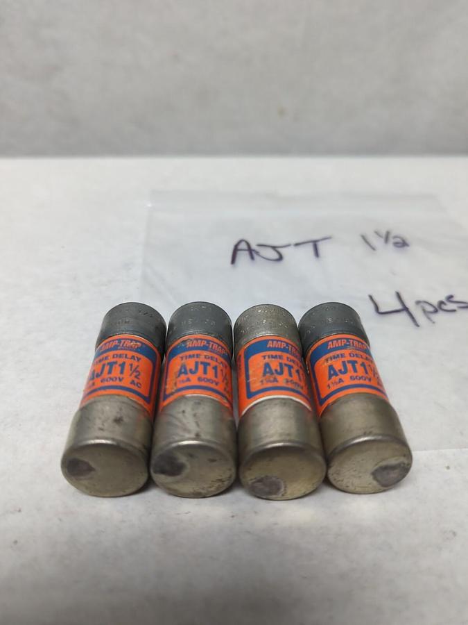 Used GOULD SHAWMUT,AJT 1-1/2,AMP-TRAP 1-1/2 AMP FUSE LOT OF 4 PRE-OWNED