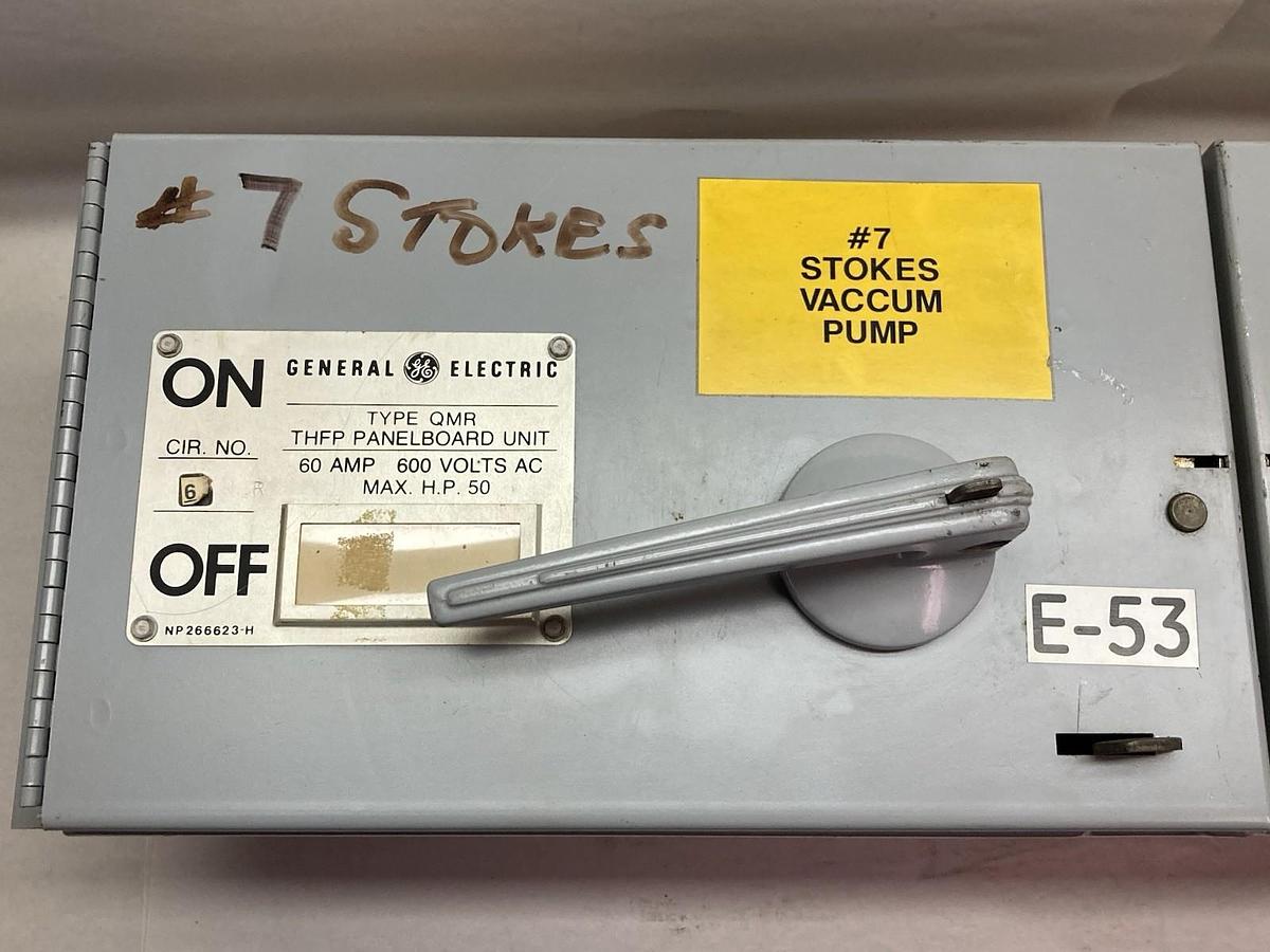 Used GE,THFP362/THFP362L,Twin Fusible Panelboard Switch Disconnect 60A 600Vac 250VDC