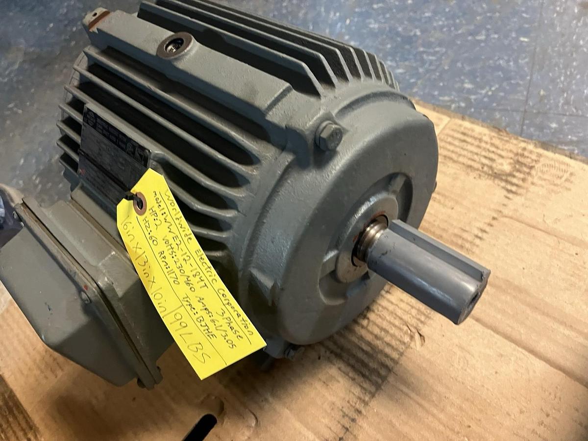 WORLDWIDE,WWE2-12-184T,DUAL SHAFT MOTOR 2HP 1170RPM 3PH 184T TYPE BJHE