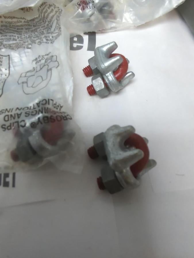CROSBY,G-450, 1/4 IN RED U-BOLT CABLE CLAMP LOT OF 10 NOS