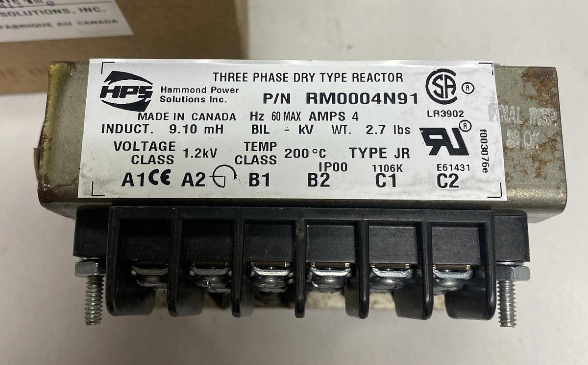 Hammond Power Solutions,RM0004N91,Three Phase Dry Type Reactor NOS