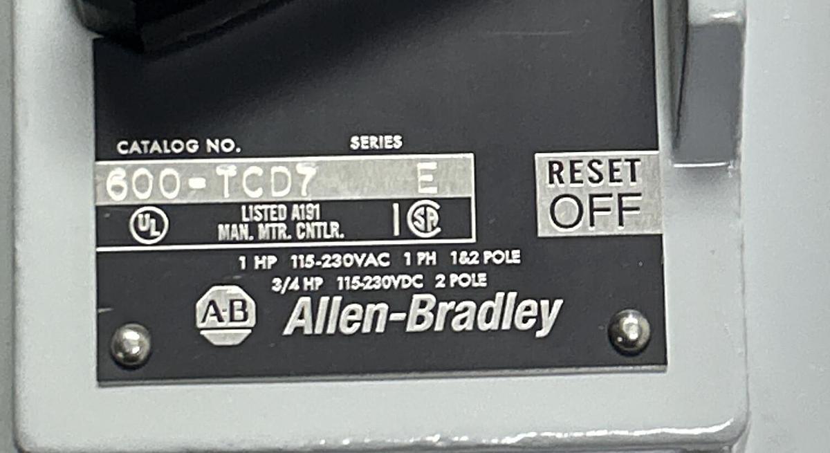 ALLEN BRADLEY,600-TCD7,SER E MANUAL STARTING SWITCH NEW NO BOX