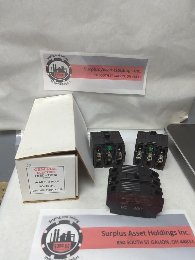 Used GENERAL ELECTRIC,THQC32020,CIRCUIT BREAKER 20 AMP 3-POLE LOT OF 3 PRE-OWNED
