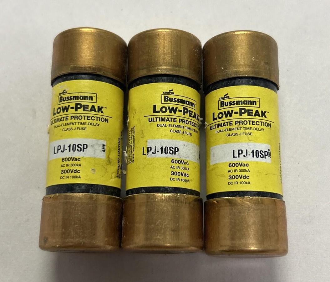 COOPER BUSSMANN,LPJ-10SP,LOW PEAK FUSE 10A 600V LOT OF 3 NOS