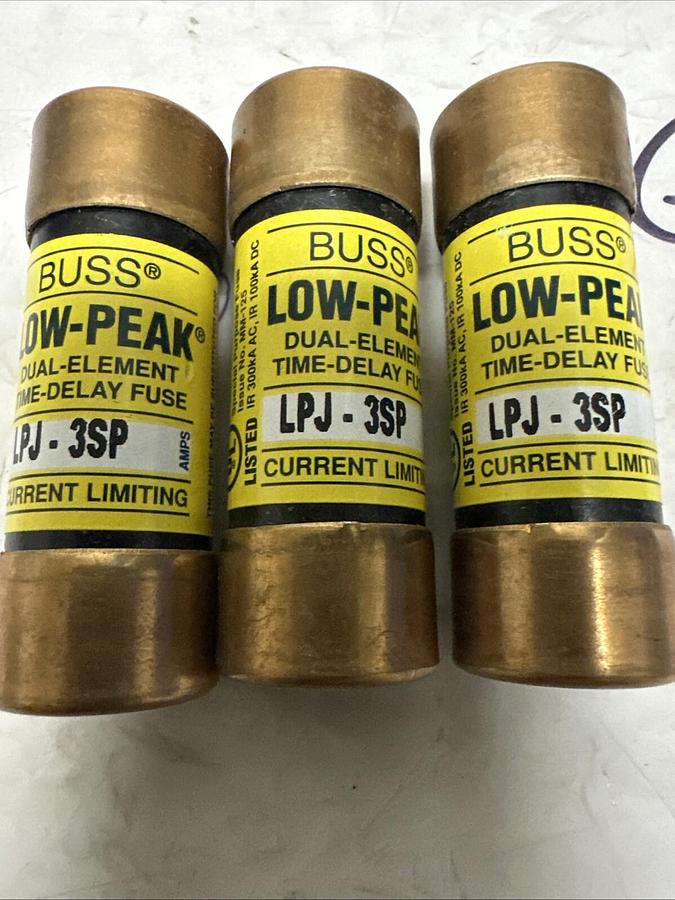 Buss,LPJ-3SP,Low Peak 3 Amp Fuses Lot of 3