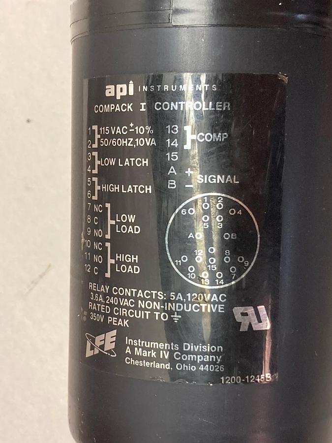 Used API Instruments,1200-1245B,Compack I Controller Meter Relay 5A 120Vac
