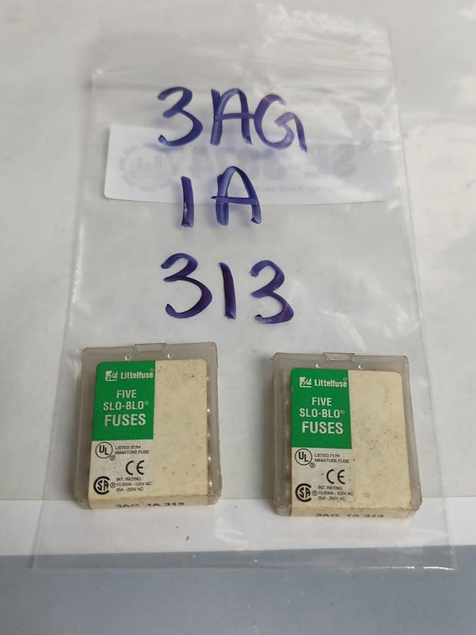 LITTELFUSE,3AG-1A-313,SLO-BLO 1 AMP FUSE LOT OF 10 NOS