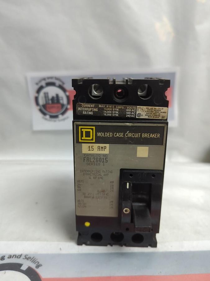 Used SQUARE D,FAL26015,MOLDED CASE CIRCUIT BREAKER 2-POLE 15 AMP PRE-OWNED