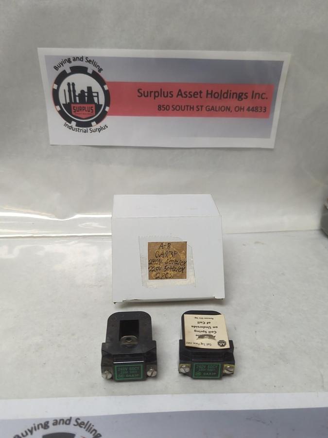 Used ALLEN-BRADLEY,0A83P,COIL 240V 60HZ/CY 220V  50HZ/CY LOT OF 2 PRE-OWNED