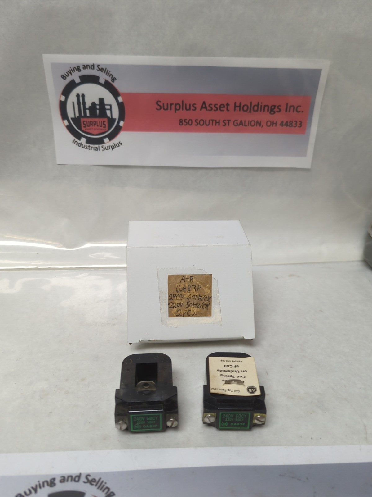 Used ALLEN-BRADLEY,0A83P,COIL 240V 60HZ/CY 220V  50HZ/CY LOT OF 2 PRE-OWNED