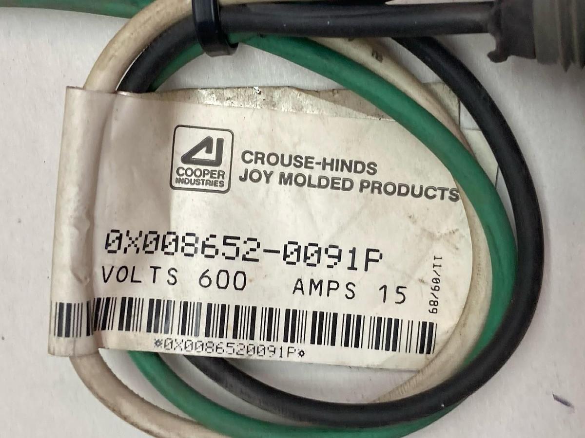 Used Crouse-Hinds,0X008652-0091P,Joy Recepticle 600V 15A