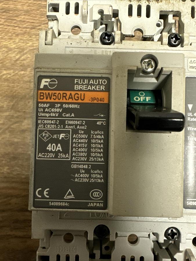 Used Fuji Electric,BW50RAGU-3P040,Auto Breaker