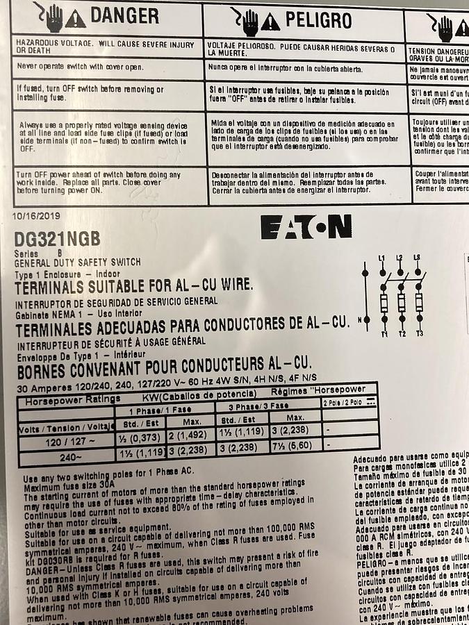 Eaton Cutler-Hammer,DG321NGB,General Duty Fuse Safety Switch