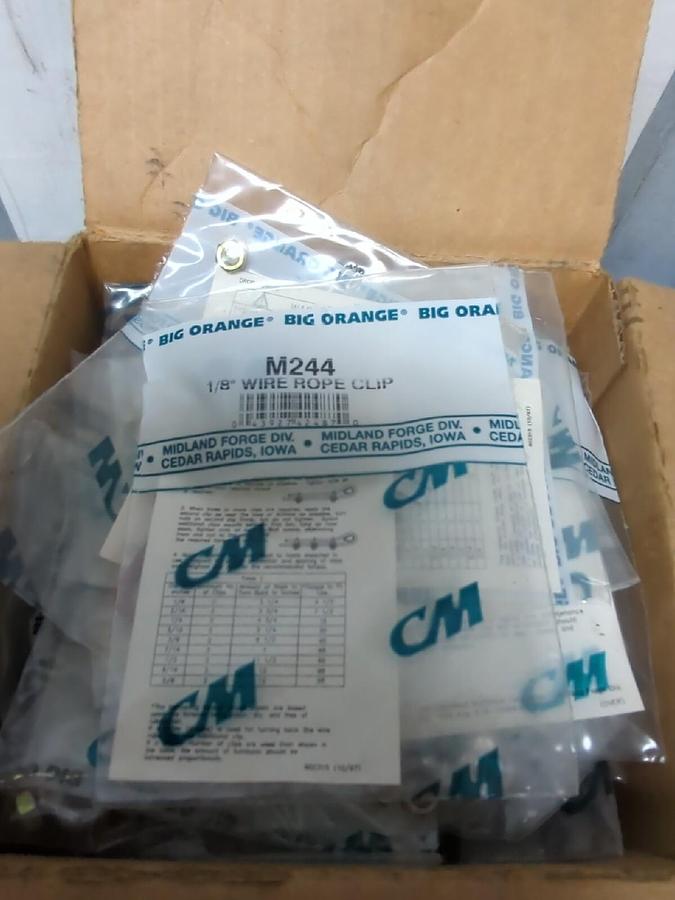 BIG ORANGE (COLUMBUS MCKINNON), M244, 1/8 IN  WIRE ROPE CLIP LOT OF 39 NOS