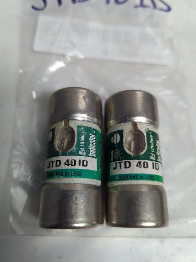 Used LITTELFUSE,JTD 40ID,INDICATOR 40 AMP FUSE LOT OF 2 PRE-OWNED