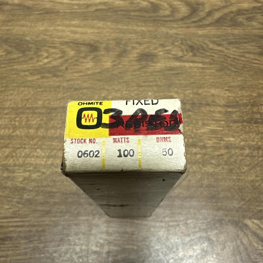 Used Ohmite,0602,Vitreuos Enameled Resistor 100W 50 Ohm