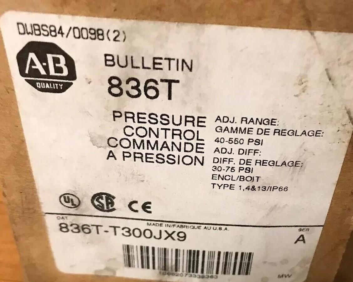 Allen Bradley,836T-T300JX9,Pressure Control Switch