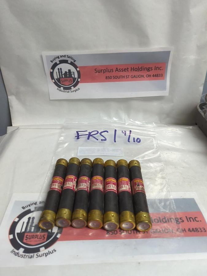 Used COOPER BUSSMANN,FRS-1-4/10,FUSETRON 1-4/10 AMP FUSE LOT OF 7 PRE-OWNED