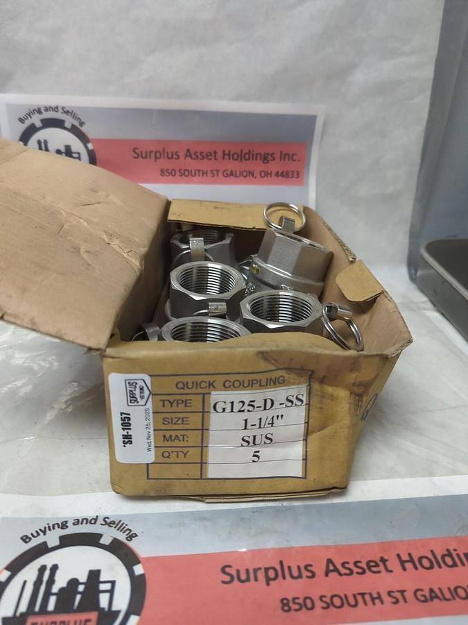 DIXON,G125-D-SS,STAINLESS STEEL CAM&GROOVE COUPLER 1-1/4 INCH LOT OF 5 NOS