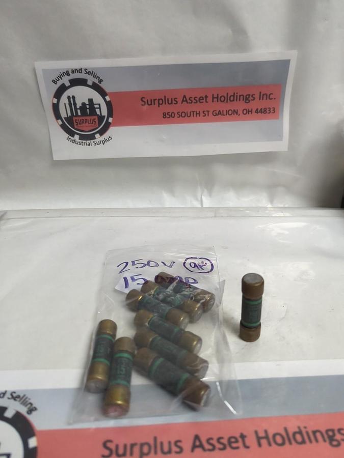 Used ROYAL,A-949,TIME-DELAY 15 AMP FUSE LOT OF 9 PRE-OWNED