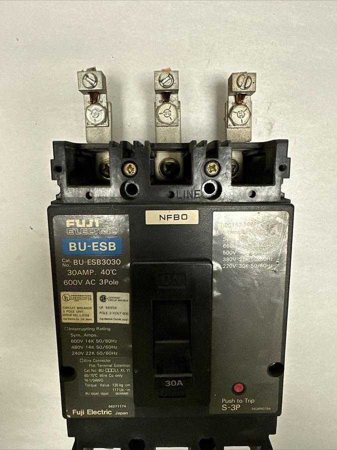 Used Fuji,BU-ESB3030,30 Amp 3 Pole 600VAC Circuit Breaker